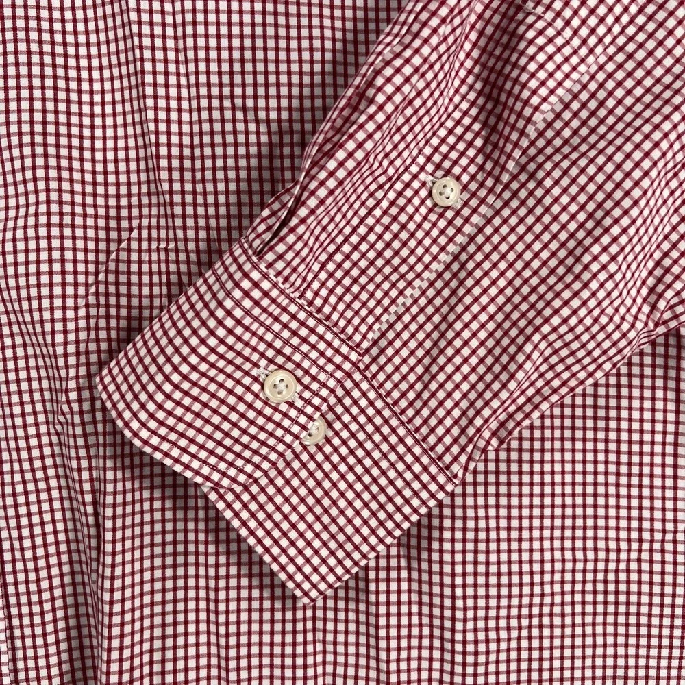 Polo Ralph Lauren Shirt Mens 17.5 Red Check Long Sleeve Button Up Curham Classic